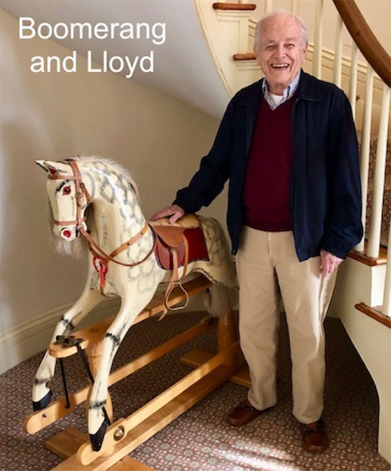 Boomerang, the Victorian-style rocking horse, with creator Lloyd Craighill