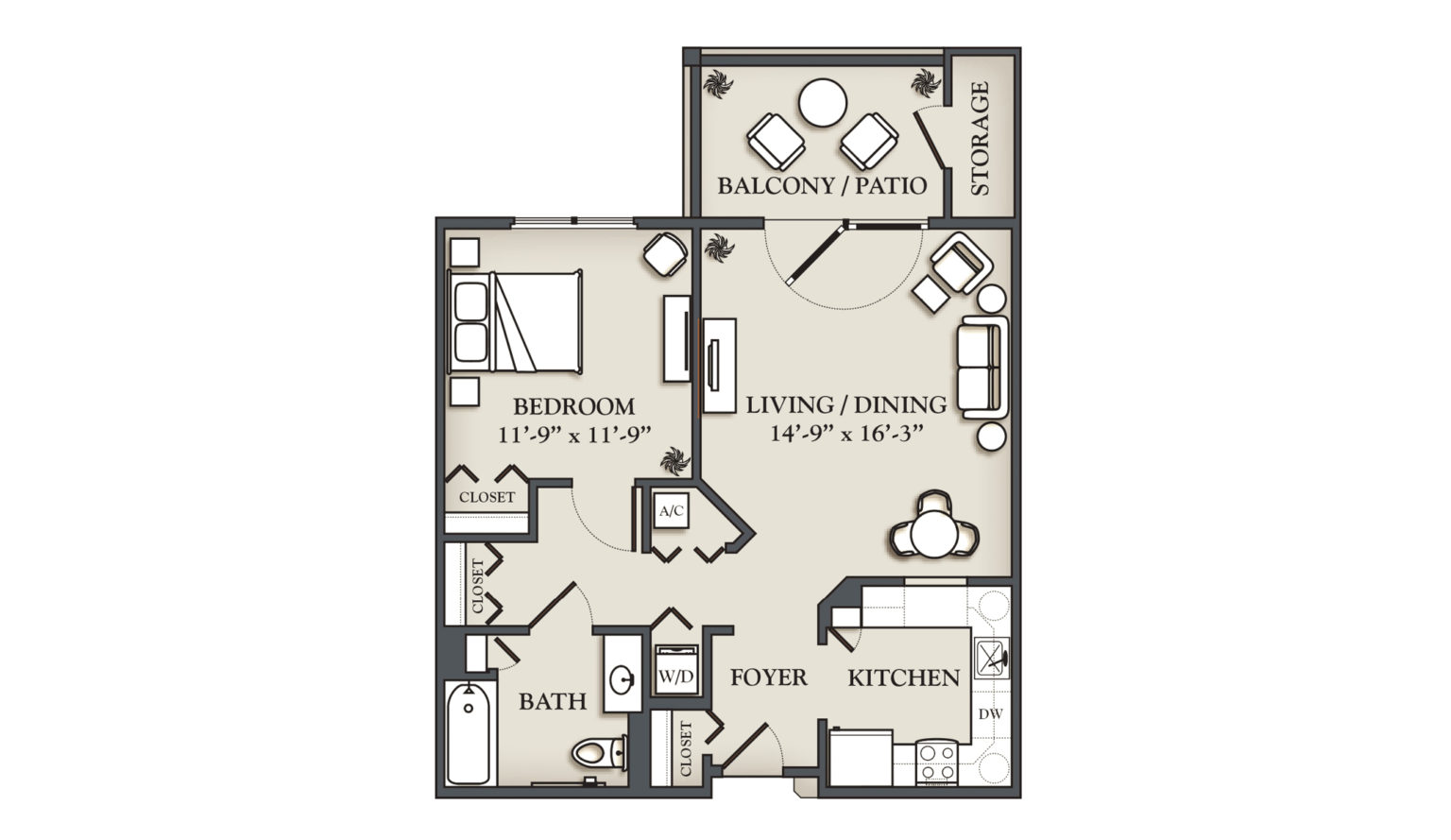 One Bedroom Apartment (B) 750 sq. ft. - Kendal at Lexington