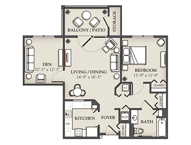 C - 1 Bedroom / Den Apartment
