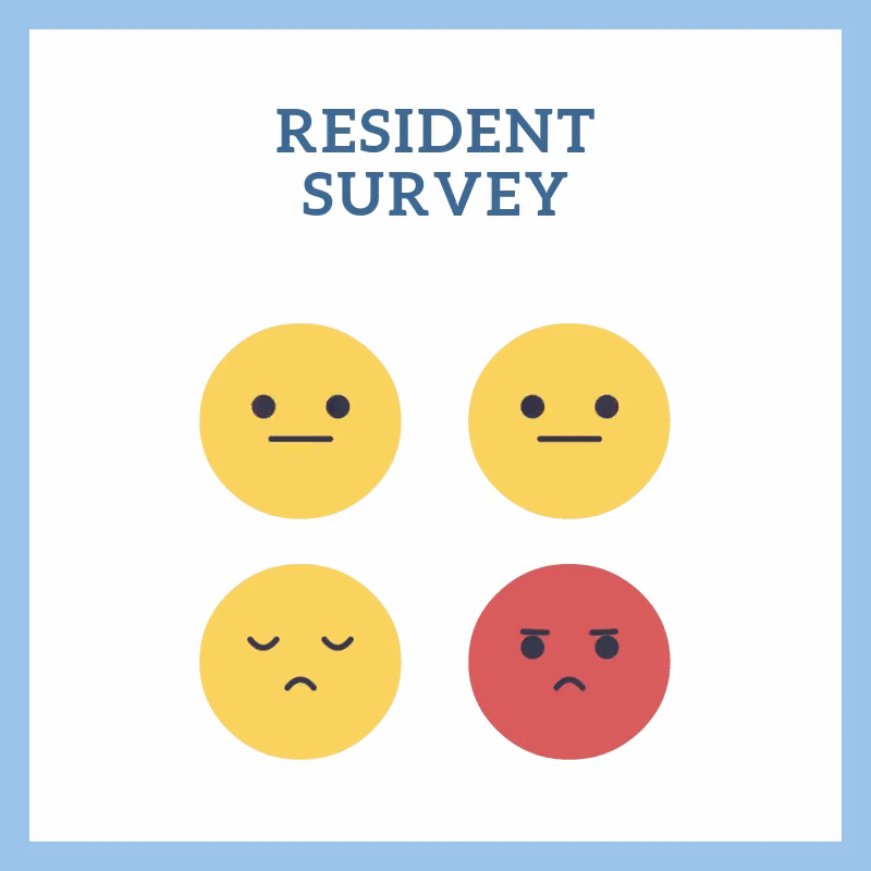 Resident Survey icons of 4 faces of varying moods