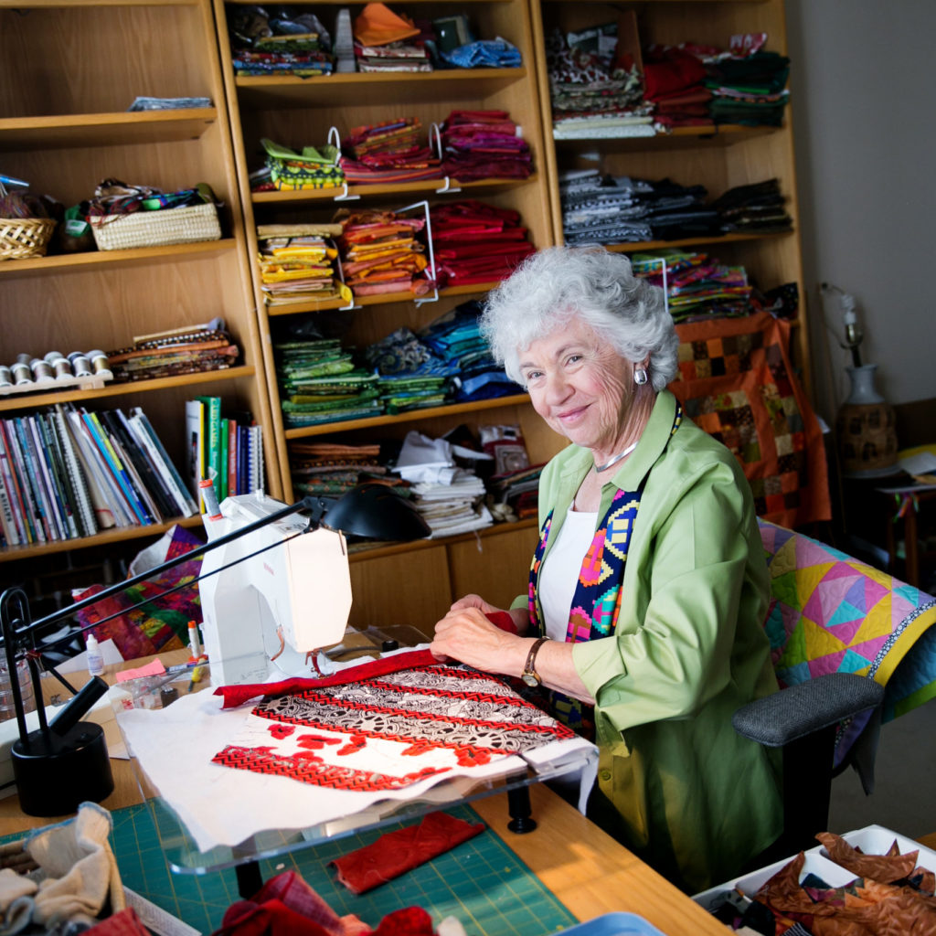 woman quilting