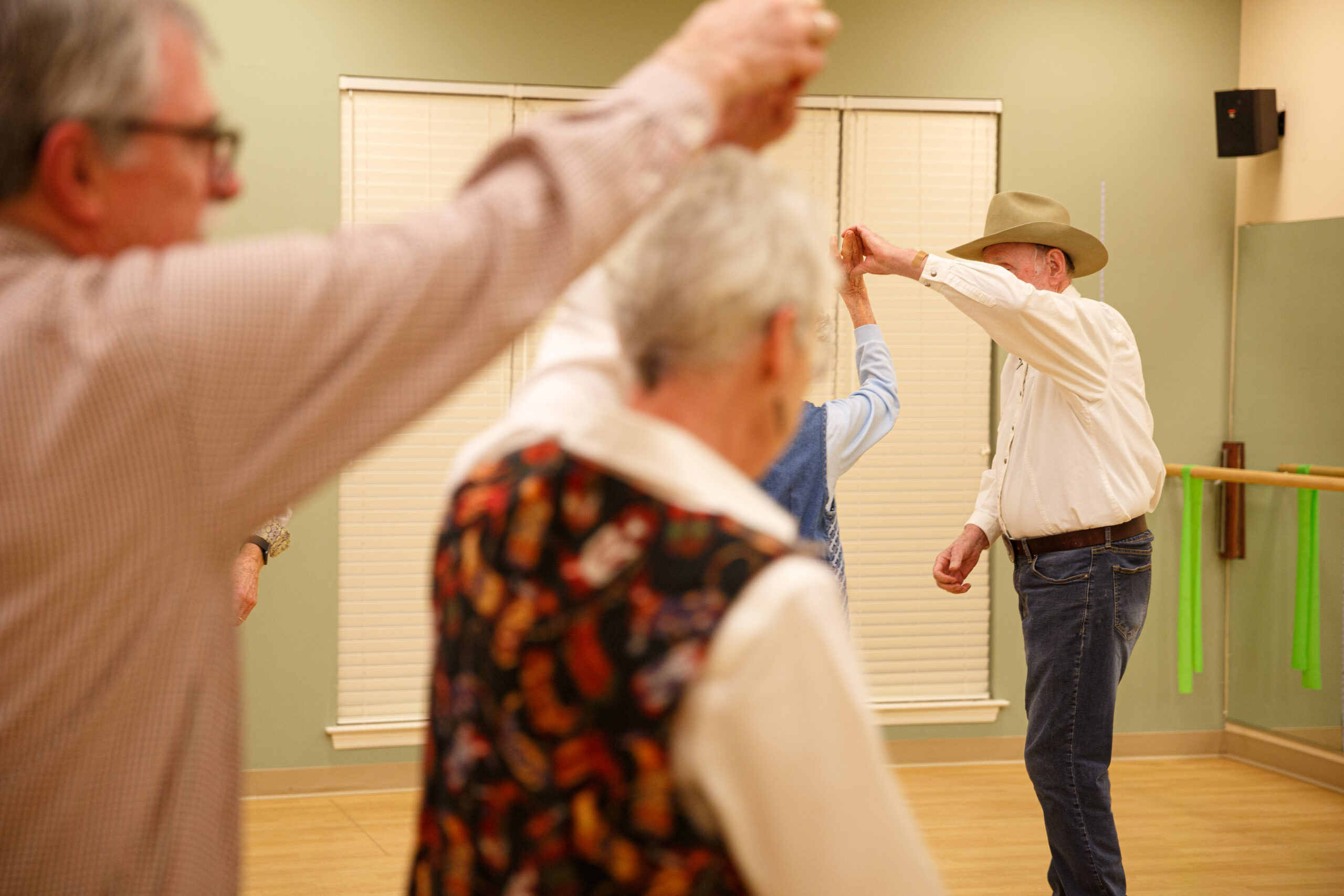 Residents at Kendal line dance.