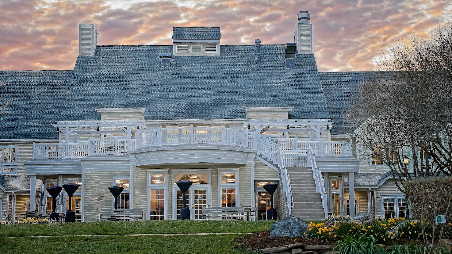 A photo at sunset of the Anderson Center.