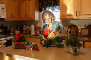 Resident crafts in her kitchen.