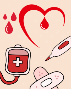 Blood Donation encouragement. Symbols of blood donation.